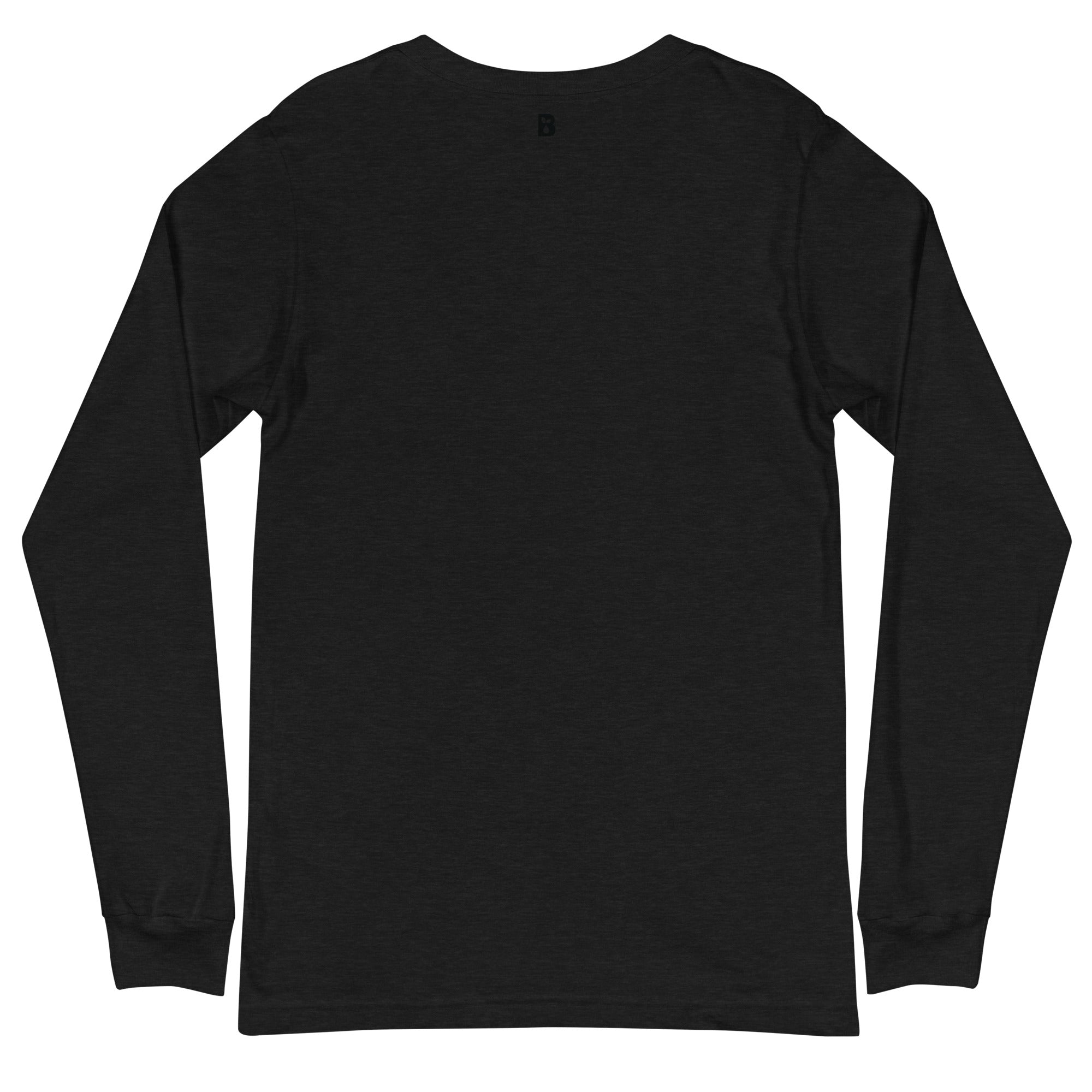 Bewell wellness shots unisex long sleeve tee black heather back-64